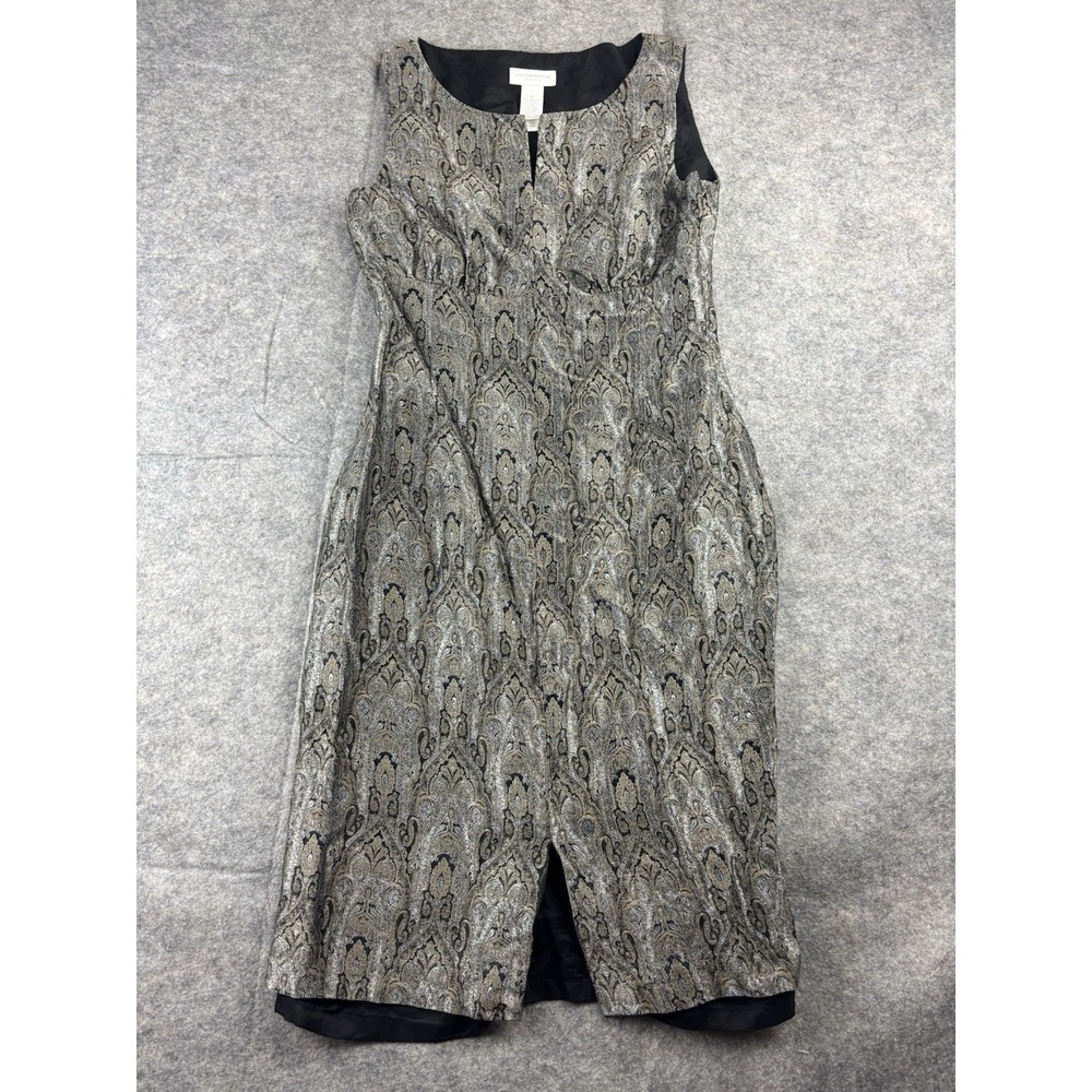 Liz Claiborne Women's Size‎ 6 Silk Blend Geometric Gold Sheath Mini Dress Career
